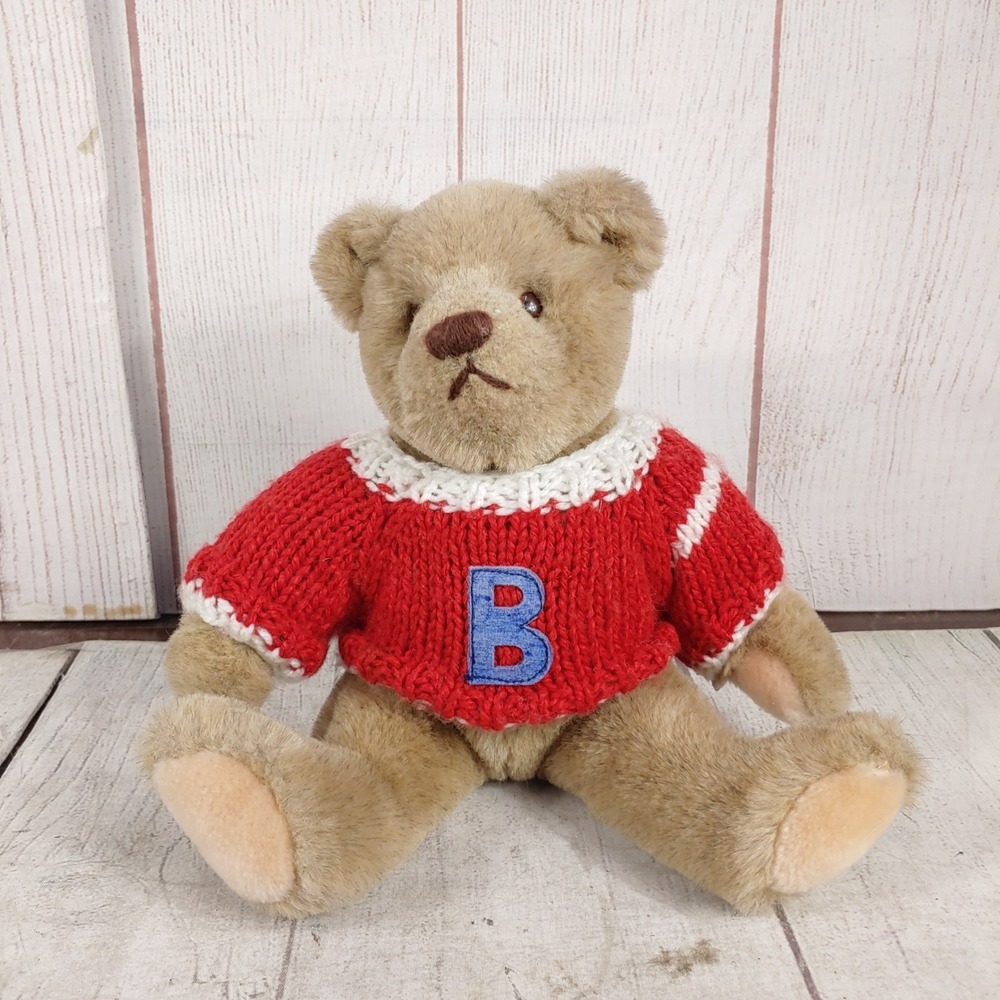 GUND Bialosky Bear Plush Stuffed Animal - Red Knitted Sweater Vintage 1982 Toy